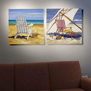 Day At Teh Beach Set Of 2 Outdoor Canvas Prints