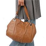 Desmo Pebbled Leatber Handbag With Whipstitching