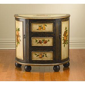 Distressed Black & Antique Ivory Cabinet Console