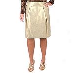 Dkny Beige Stretch Cotton Skirt With Gold Finksh