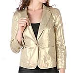 Dkny Beige Stretch Cotton Jacket With Gold Finish