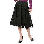 Dkn Black Pure Cotton Organdy Skirt With Applique