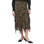 Dkny Brown Scribble Silk Chiffon Skirt