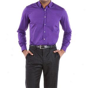 Dkny Solid Brightness Purple Woven Shirt