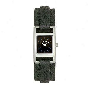 Dkny Women'q Steel & Black Cuff Watch