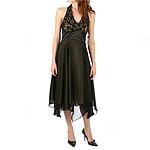 Donna Ricco Black Lace & Chiffon Halter Dress