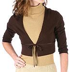 Donna Ricco Petite Brown Silk Shrug With Tie