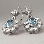 Doris Panos 18k Aquamarine & Diamond Earrings