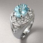 Doris Panos 18k Aquamarine & Diamond Ring