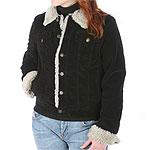 Eael Jean Black Corduroy Jacket With Faux Fleece