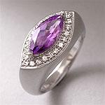 East/west 1.6 Cttw Marquise Amethyst And Cz Ring