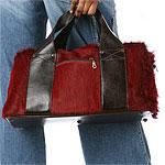 Elena Girardi Red Calfhair Satchel With Leather