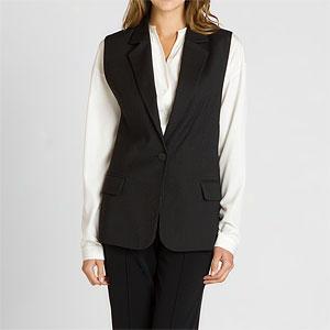 Ellen Tracy Black And White Pinstripe Vest