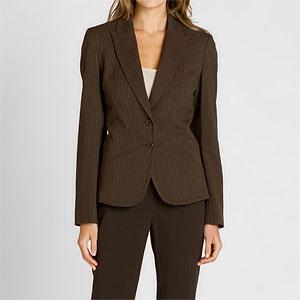 Ellen Tracy Espresso Combo Banker Stripe Blazer