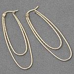 Elongated Double Hoop Earrings, 14k Yellow Gold