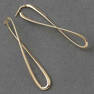 Elongated Figure 8 Hoop Earrings, 14k Gold
