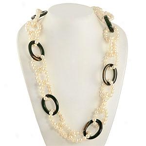 Endless Pearl & Black Agate Necklace