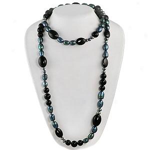 Endless Pearl & Onyx Necklace