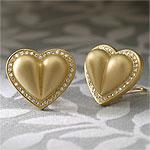 Estate 18k 1.4 Cttw Diamond Brushed Heart Earrings