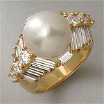 Estate 18k Gold 3.00 Cttw. Diamond  &Pearl Ring