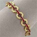 Estate 18k Yellow Gold Diamond & Ruby Brcelet