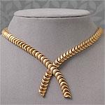 Estate 18k Yellow Gold Scalloped Link Necklace