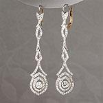 Estate Platinum 2.0 Cttw. Diamond Hanging Earrings