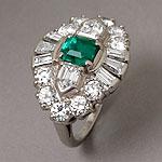 Estate Platinum Diamond & Emerald Cocktail Ring