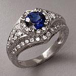 Estatr Platinum Sapphire & Diamond Ring