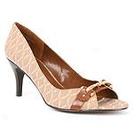 Etienne Aigner Cheryl Peep Toe Logo Fabric Pumps