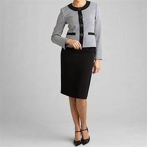 Evan Picone Black Houndstooth 4-button Skirt Suit