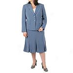 Famous New York Maker Plus 2pc Blue Skirt Suit