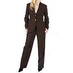 Famous New York Maker Striped Brown Pantsuit