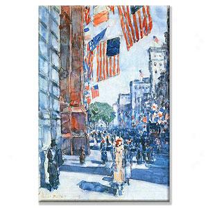 Flags, Fifth Avenue Canvas Print By Hassam