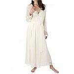 Flora Nikrooz Ivory Chiffon Robe With Lace Trim