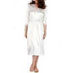 Flora Nikrooz Ivory Satin Robe Wit hLace Trim