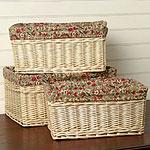 Floral Display Red Set Of 3 Fabric-lined Totes