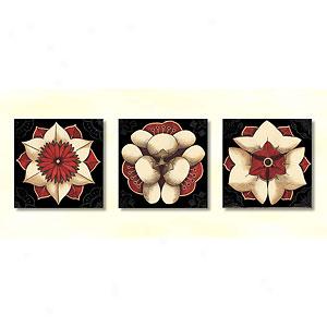 Floral Mandala Set Of 3 16 In X16 In Canvas Print