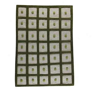 Frame Green Hand Woven New Wool Rug