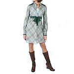 Exempt People Plaid Shirt Dress With Lace Trim