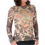 Go Jeans Cotton Blend Warm Tattoo Print Top