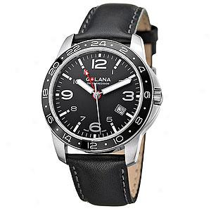 Golana Mens Aero Pro 300 Leather Watch