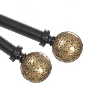 Gold Scroll Ball Shaped Adjustable Curtain Rod