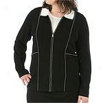 Grace Dane Lewis Plus Zip Front Black Cardigan