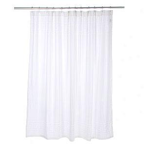 Greek Key Border Ribbed Shower Curtain