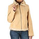 Guess Wheat Suede Coat With Faux Fur Trim & Lining