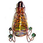 Hand Blown Honey Glass & Metal Oil Lamp