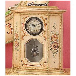 Hand-painted Pendulum Clock With Floral Design