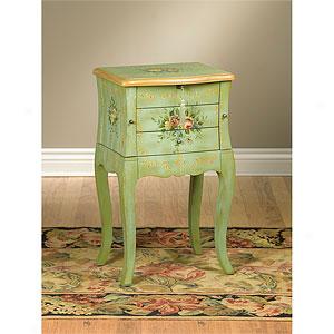 Hand Painted Wood Jewelry Cabinet