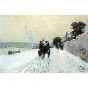 Hassam Along The Seine Canvas Print